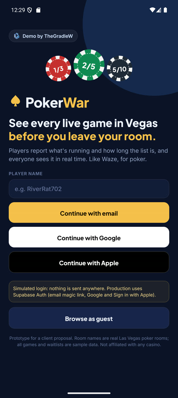 Welcome and sign-in screen